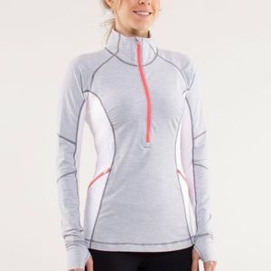 LULULEMON Run Wild half zip, white / gray / pink 6